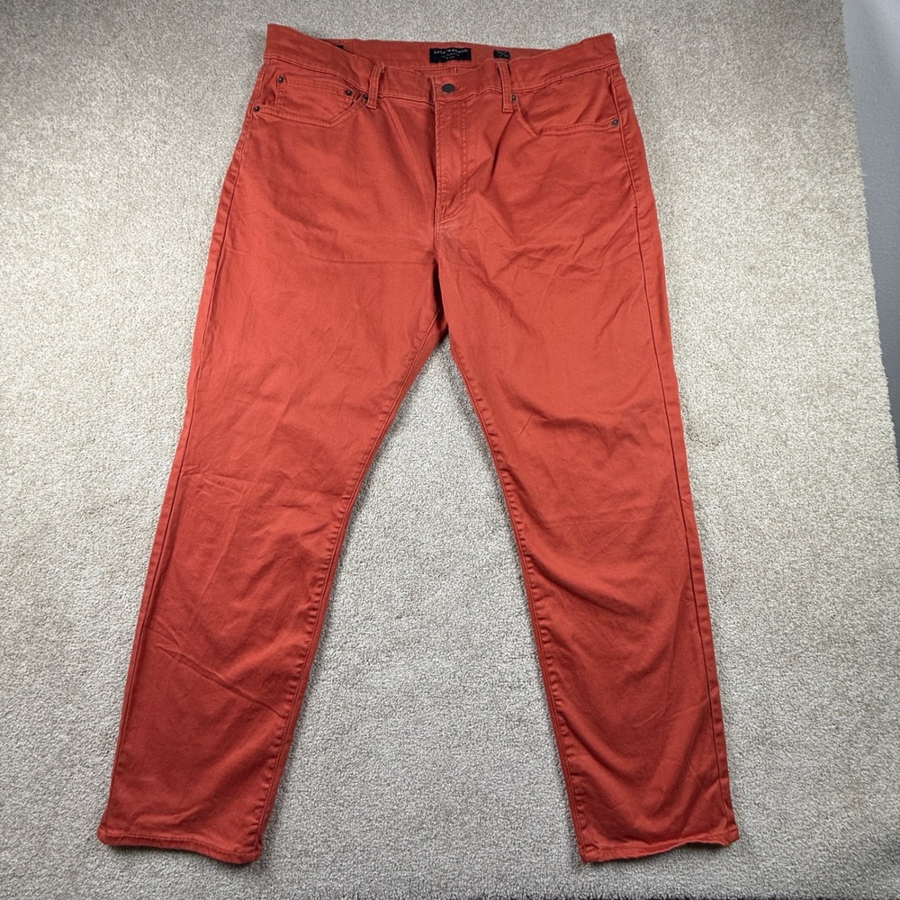Lucky Brand 121 Slim Straight Pants Mens 38x30 Burnt Orange Rust Twill Chino